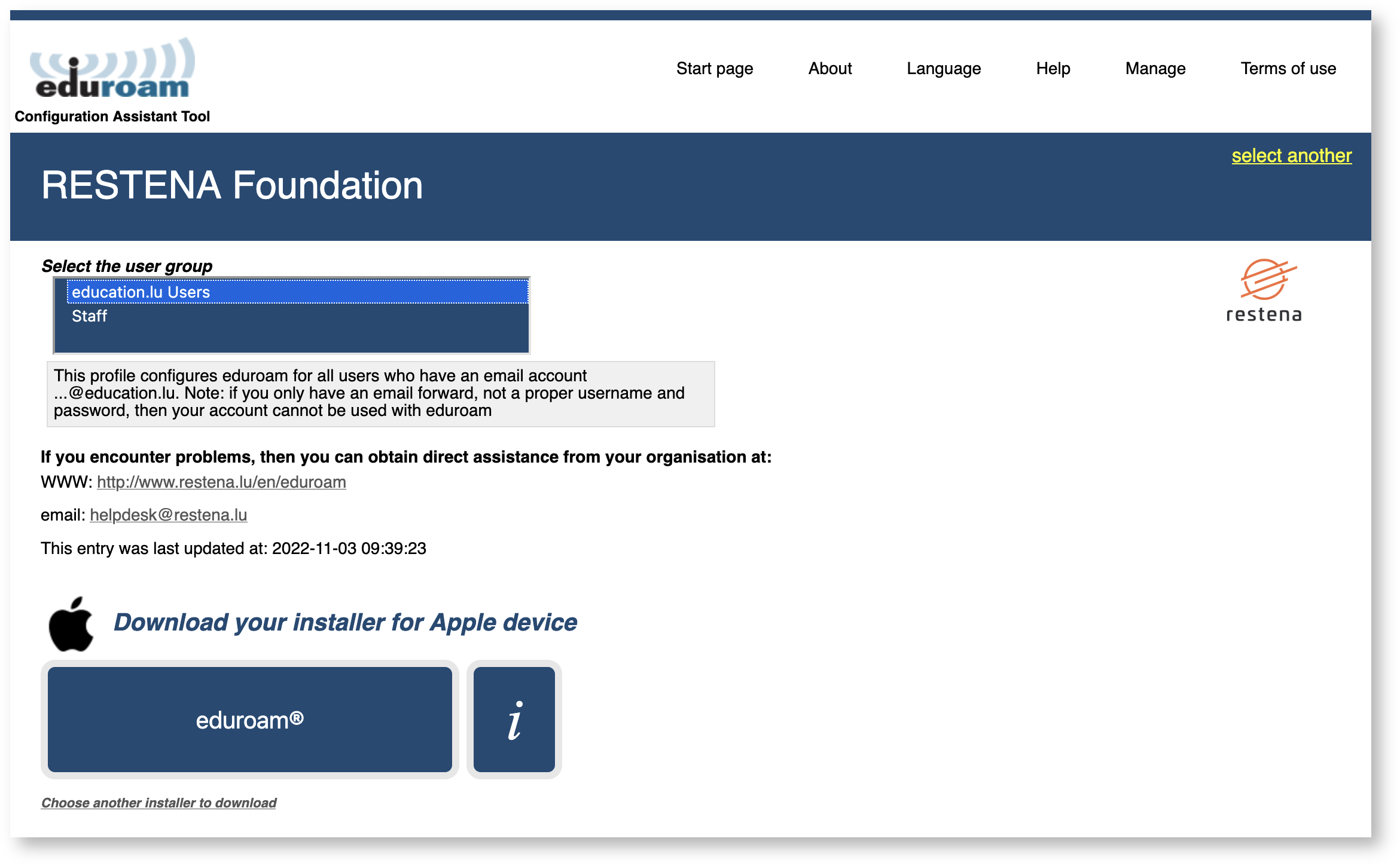 'How to....' eduroam > A guide to eduroam CAT for IdP administrators ver. 2.2 > CATpage1.png